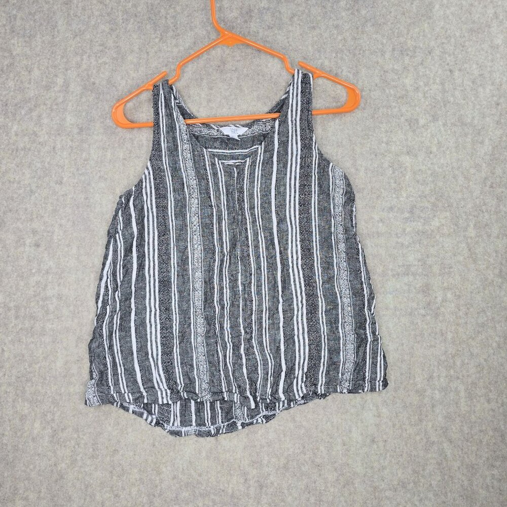 Time And Tru Womens Striped Sleeveless Tank Top Black/White S Rayon Relaxed Fit